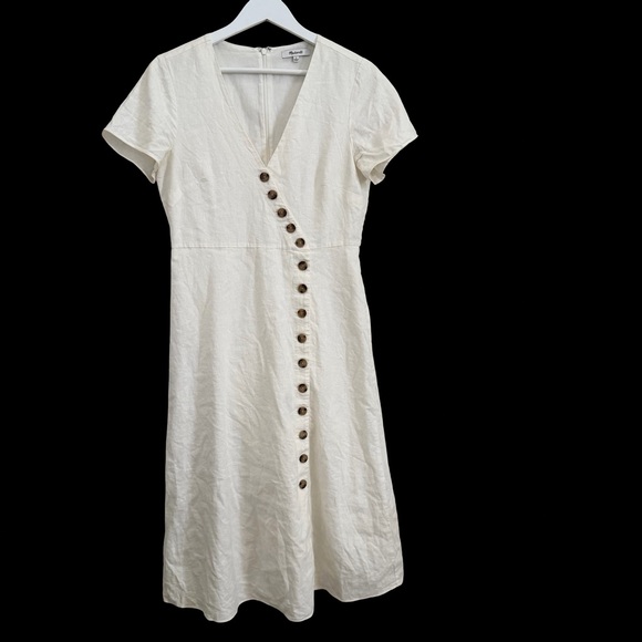 Madewell Karell Linen Blend Midi Dress - Picture 2 of 11